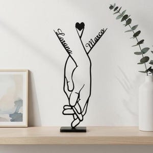 Personalisiertes Pärchen Geschenk | Jahrestag | Aufsteller mit Herz & Namen, Valentinstag oder zur Hochzeit | Line Art | Deko | Liebe