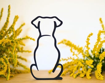 Dog silhouette (from behind) | Line art 3D print | Wall decoration | Dog lover | Gift