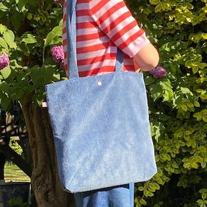 Cordtasche Shopper Beutel Tasche aus Cord blau