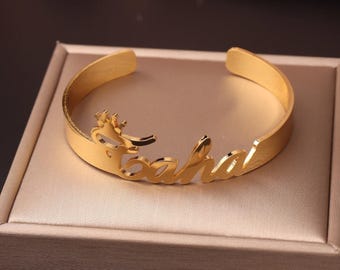 Custom Bangle Bracelet - Name Bangle - Personalized Bangle - Gold Name Bangle - Name Bracelet - Adjustable bangle,Gift for Mom,Gift for Her