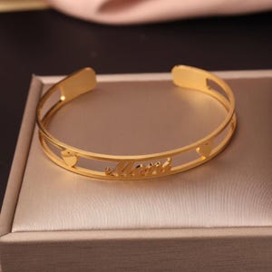 Custom Bangle Bracelet - Name Bangle - Personalized Bangle - Gold Name Bangle - Name Bracelet - Adjustable bangle,Gift for Mom,Gift for Her