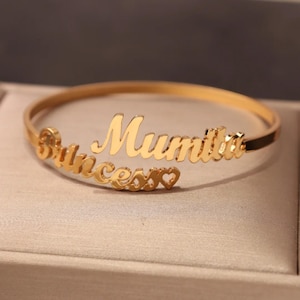 Custom Bangle - Two Name Bracelet - Couple Name Bangle - Gold Name Bangle - Name Bracelet - Adjustable bangle,Gift for Mom,Gift for Her
