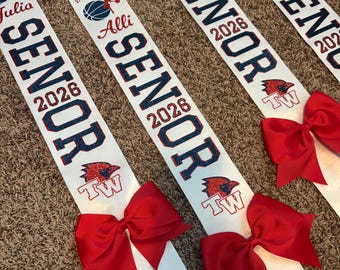 Senior teamlogo glitter sjerp met strik