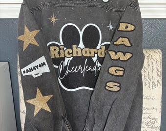 Cheer Coach Custom Glitter Team Denim Shacket- personalized coaches gift