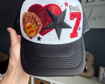 Custom team name / player number trucker hat