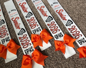 Senior Cheer Sash - Megaphone Sash with glitter and bow