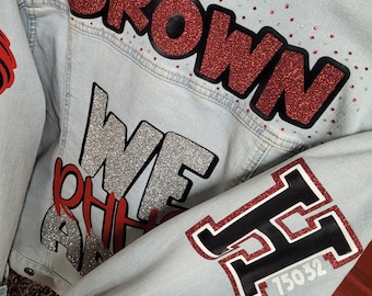 Jersey number Game Day Denim Jacket: Sport Mom Rhinestone Jean Jacket