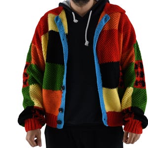 Colorful Cardigan, Women Cardigan, Men Cardigan, Boho Cardigan, Rainbow Cardigan, Cute Cardigan, Winter Cardigan, Gift for Her
