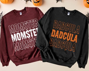 Momster Dadcula Halloween Sweatshirts, Couples Matching Gildan Hoodie