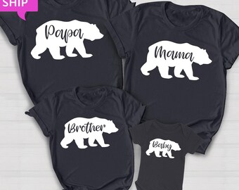 Matching Family Bear Shirts, Mama, Papa, Baby Bear T-shirts