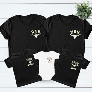 My First Rodeo Birthday Family Matching Shirt, 1st Rodeo Western Farm Theme Birthday Party Shirt, Mama Daddy Tee, Cowboy Cowgirl Bday Tee 画像 4