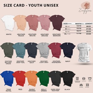 a women's t - shirt size chart with different colors