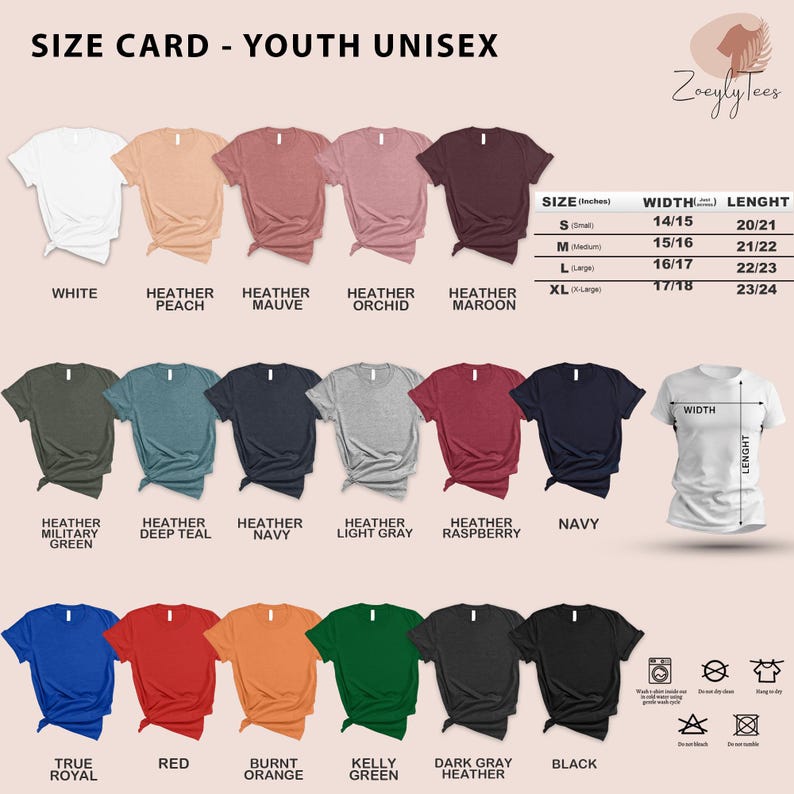 a women's t - shirt size chart with different colors