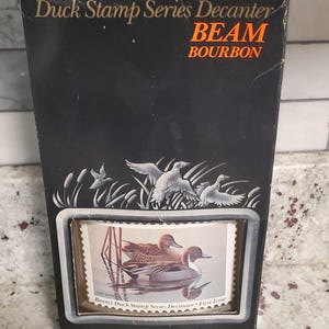 Jim Beam Kentucky Bourbon Decanter Duck Stamp Series 1ST ISSUE Pintail Ducks With Original Box Barcart Barware Liquor