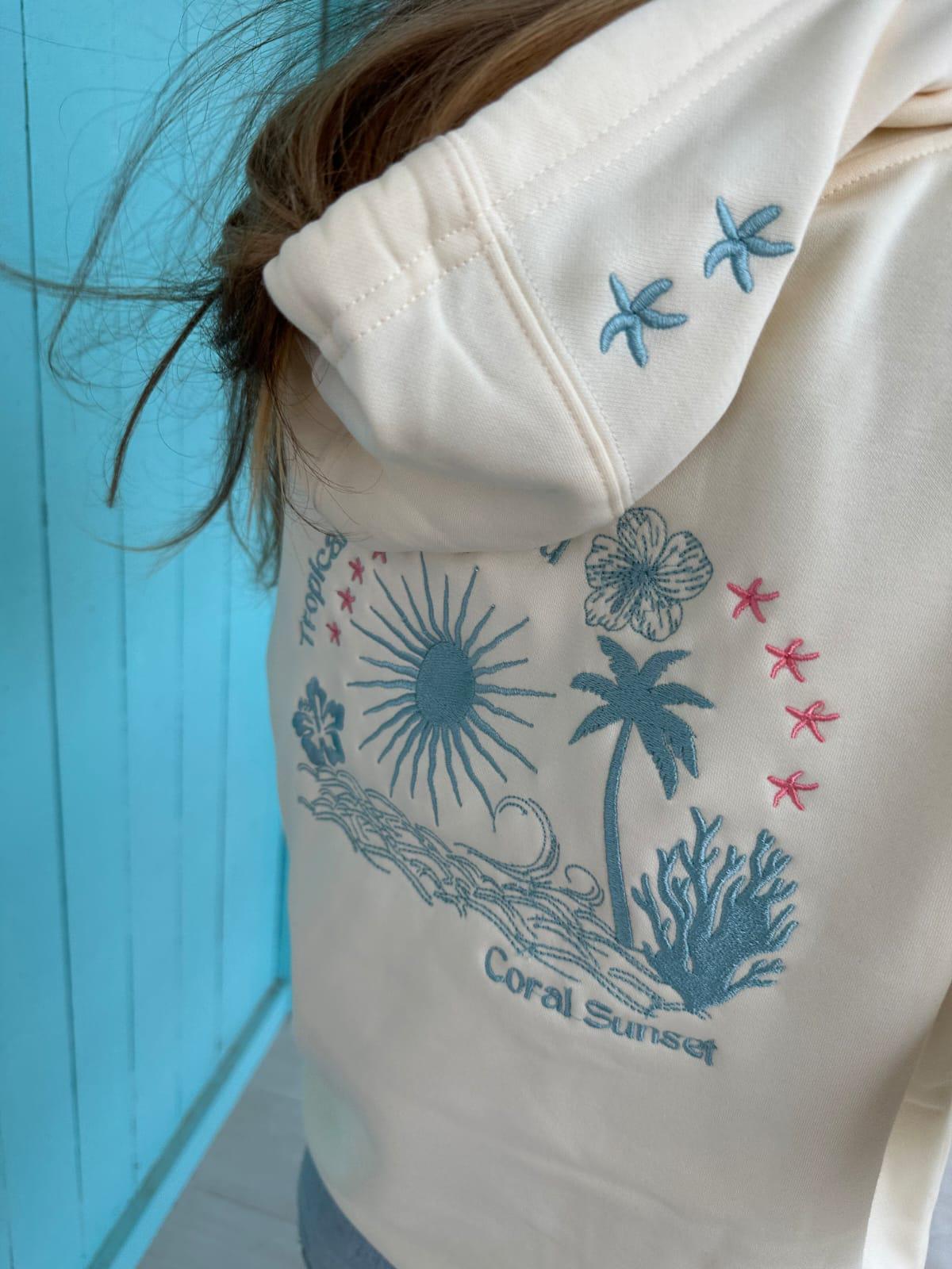 Samara Tropical Terry White Ecohoaka Top