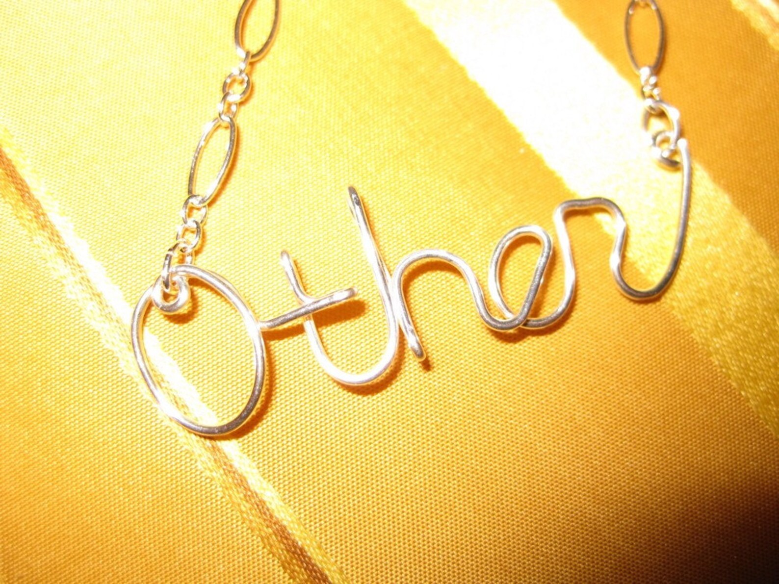 SOLID STERLING SILVER Other Necklace // Wire Word Necklace