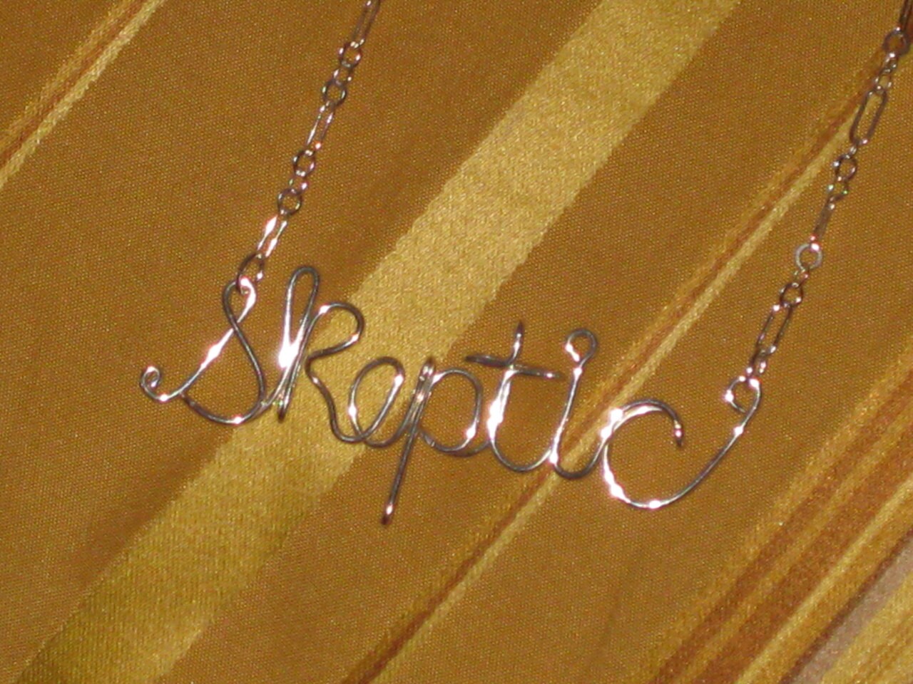 SOLID STERLING SILVER Skeptic Necklace // Word Necklace // Wire Word Necklace // Christmas