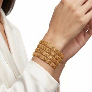 22K Gold Plated Bangle Set of 4 – Fan Pattern Lattice Stackable Bangles