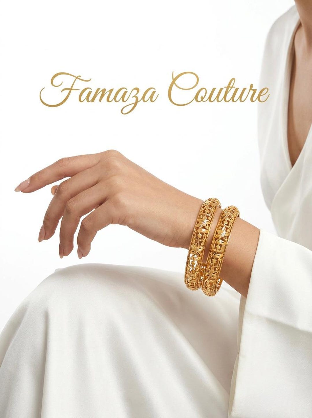 Micro Gold Plated Floral Lattice Bangle Set of 2 - Intricate Cutwork ...