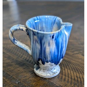 MCM Mini Pitcher Creamer Blue Fratelli Fanciullacci Italy Art Pottery Drip