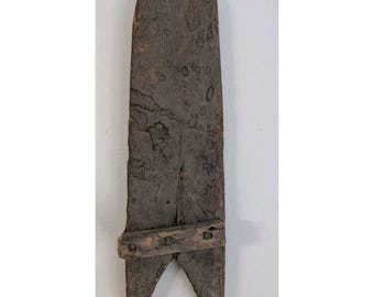 Primitive 1800s Bootjack Handmade Wooden with Square Nails Rustic Farmhouse Tool