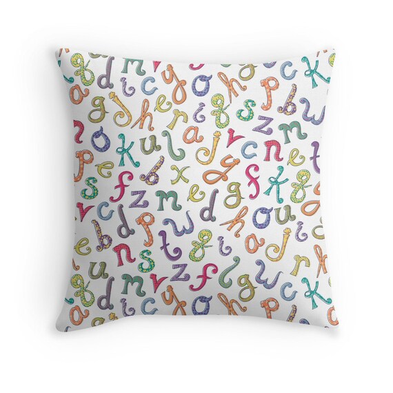 Items similar to Letters Pillow Cover, Alphabet Pillow, ABC Throw