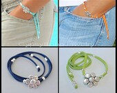 Boho Silver FLOWER Wrap Bracelet Anklet Microfiber Faux Suede Leather Boho Tibetan Style Wrap Bracelet Custom Pick COLOR LENGTH Usa 53