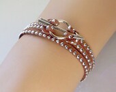 Pick COLOR SIZE - Silver Tibetan Style Bow and Arrow Charm Bracelet - Boho Silver Studs Studded Microfiber Faux Leather Suede Cord 1