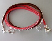DOUBLE Wrap BOHO Bracelet - Stackable Wrap Around Silver Studs Faux Suede Cord Gypsy Bangle Bracelet
