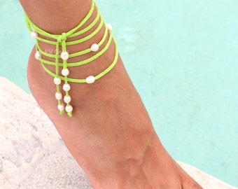 Custom 15 FRESHWATER Pearl Wrap ANKLET / Lariat / Bracelet - Color / Length / Pearls Boho Pearl on Microfiber Faux Suede Leather  USA 501