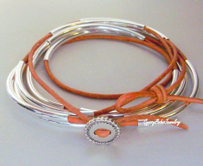 Single Cord Cascading /& Expandable Adjustable Beaded Tube Multi Wrap Real Leather Boho Bangle Bracelet Anklet Necklace LEATHER Bracelet