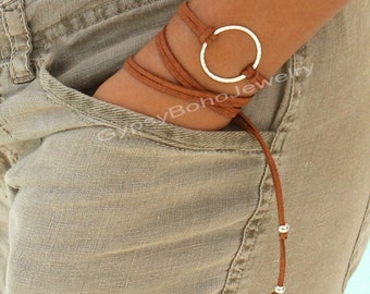 Infinity Circle Wrap Bracelet, Leather Bracelet,  Faux, Friendship Bracelet, Eternity Bracelet, Gift for Her, Boho