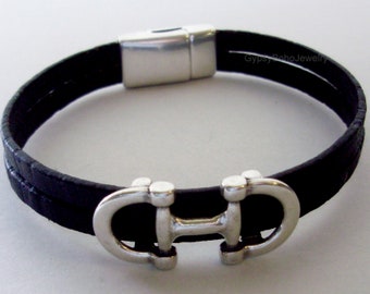 Silver Horse Bit Bracelet W/ Magnetic -  Leather  Bit Bracelet W/ Magnetic -   Bracelet Spanish leather  Bracelet GIFTS  USA