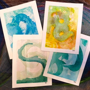 Cartes de correspondance, Blank Inside by NM, artiste abstrait Whizzer, blanc, lot de 4 pour des occasions spéciales, papeterie élégante, condoléances, cadeau pour amateur d'art
