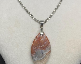 Red Banded Turkish Agate Necklace: Handmade Cornelian Gemstone Pendant