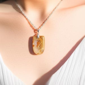 Orange Moss Banded Agate Necklace Pendant with Stainless Steel Chain – Unique Natural Stone Jewelry Gift for Women