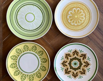 Vintage 70s Ironstone Dinner Plates Curated Mismatched Collection Sold Separately Yellow Green