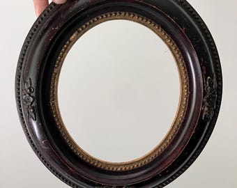 Vintage Black Oval Wood Frame