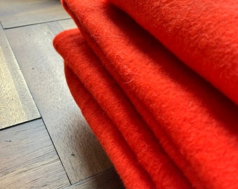 Vintage Felted Wool Fabric Red Remnant Heavyweight Sewing Crafting Supplies Quiverreclaimed