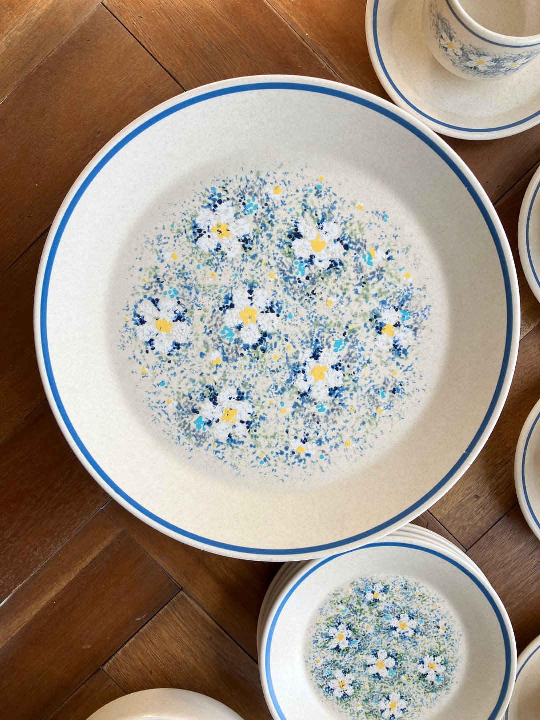 Vintage Lenox Dewdrops Stoneware Dinnerware Set: Floral Temperware