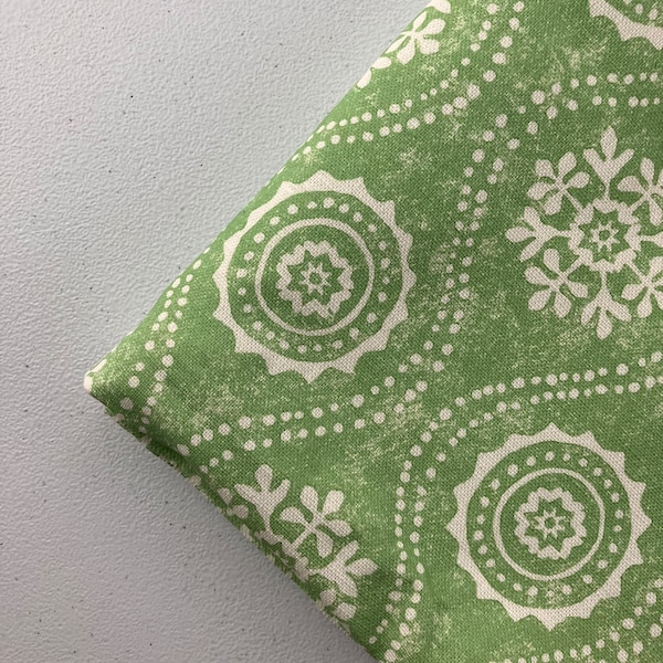 Reclaimed Fabric 100% Linen Decorator Tasha Textiles Honfleur Reverse 2020 Medium Weight Canvas Green Cream Yardage