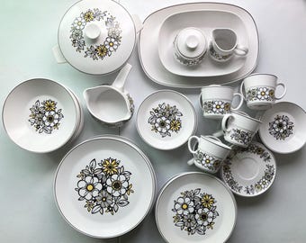 Vintage Noritake Progression Dishes Set Tressa Pattern Black