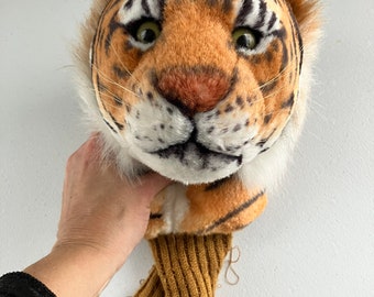 Vintage Golf Club Top Head Cover Tiger Life Like Plush Stuffed Golfing