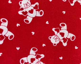 Vintage Fabric Teddy Bears Hearts Remnant Sewing Quilting Crafting Quiverreclaimed