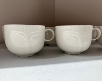 Vintage China Tea Cups Set Eight Made in England British White Minimal Parties Events Wedding Ceramic Pottery