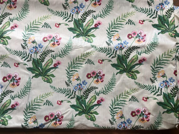 Vintage Fabric Waverly Cotton Decorator Primrose Bermuda Collection Botanical Leaves Floral Yardage Scotchguard