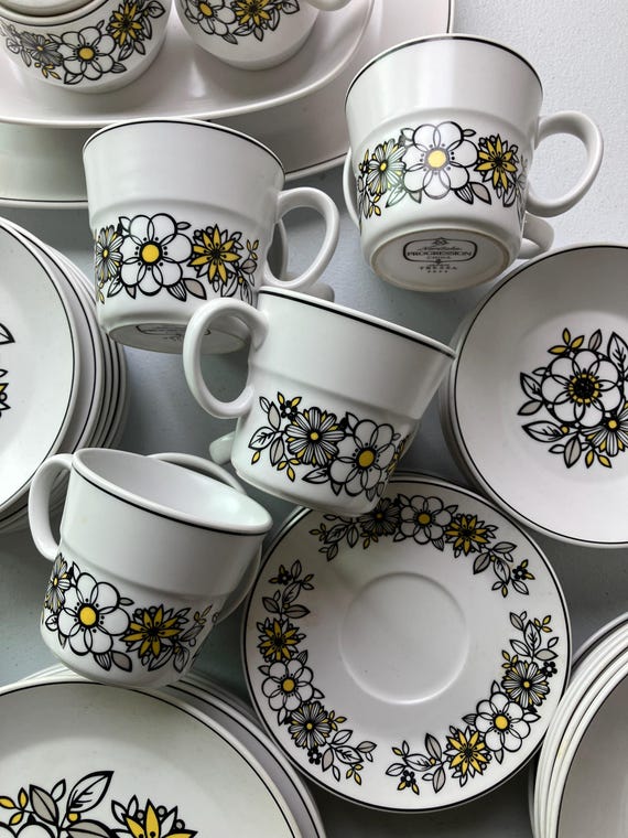 Vintage Noritake Progression Dishes Set Tressa Pattern Black