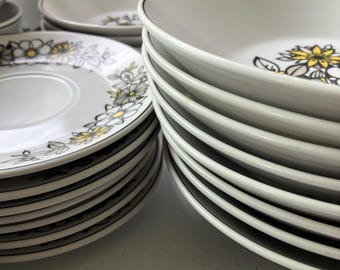 Vintage Noritake Progression Dishes Set Tressa Pattern Black