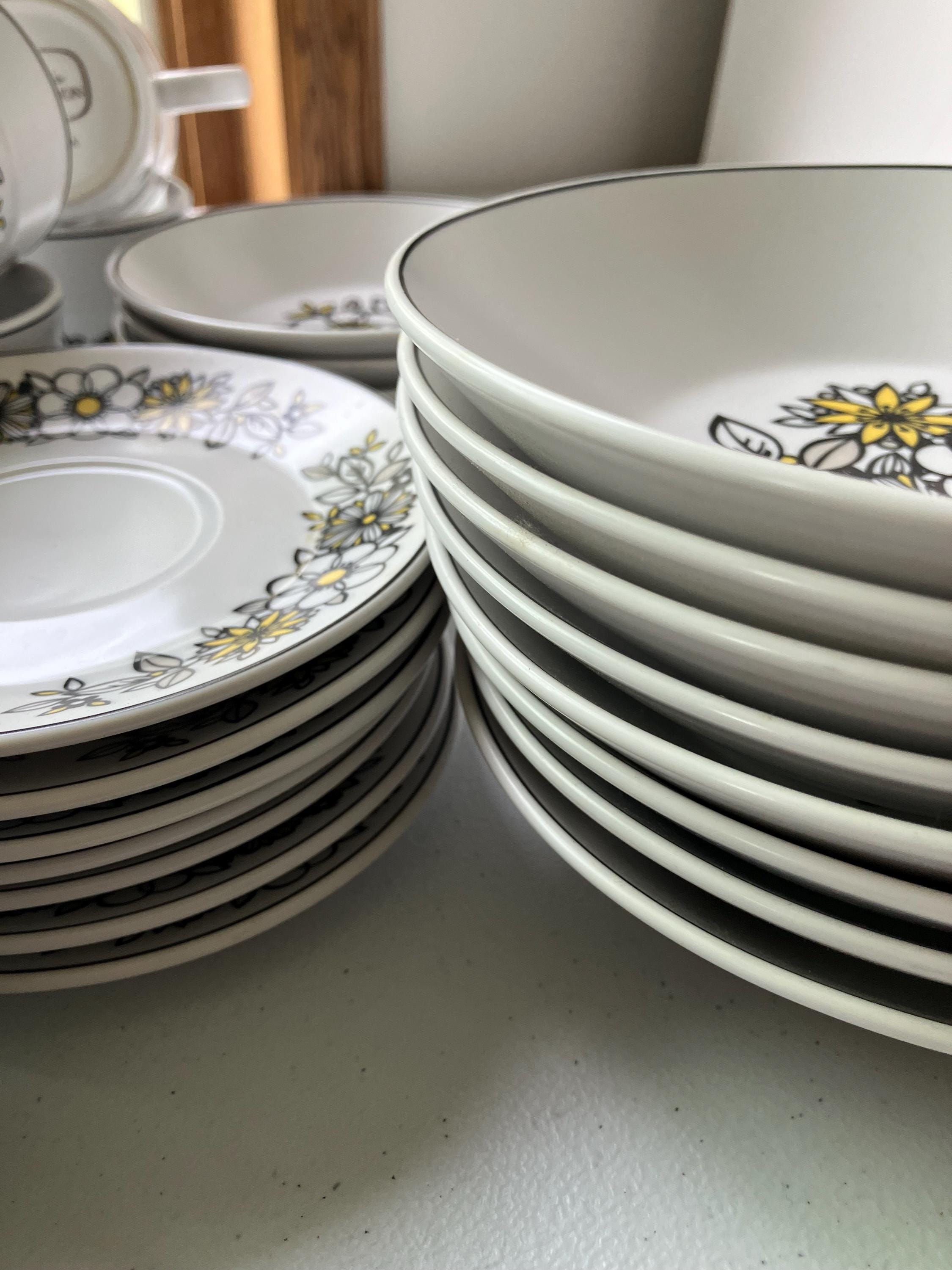 Vintage Noritake Progression Dishes Set Tressa Pattern Black