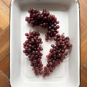 Vintage Mini Grapes Fake Faux Artificial Cluster Set Three Purple Decor Stage Photo Prop